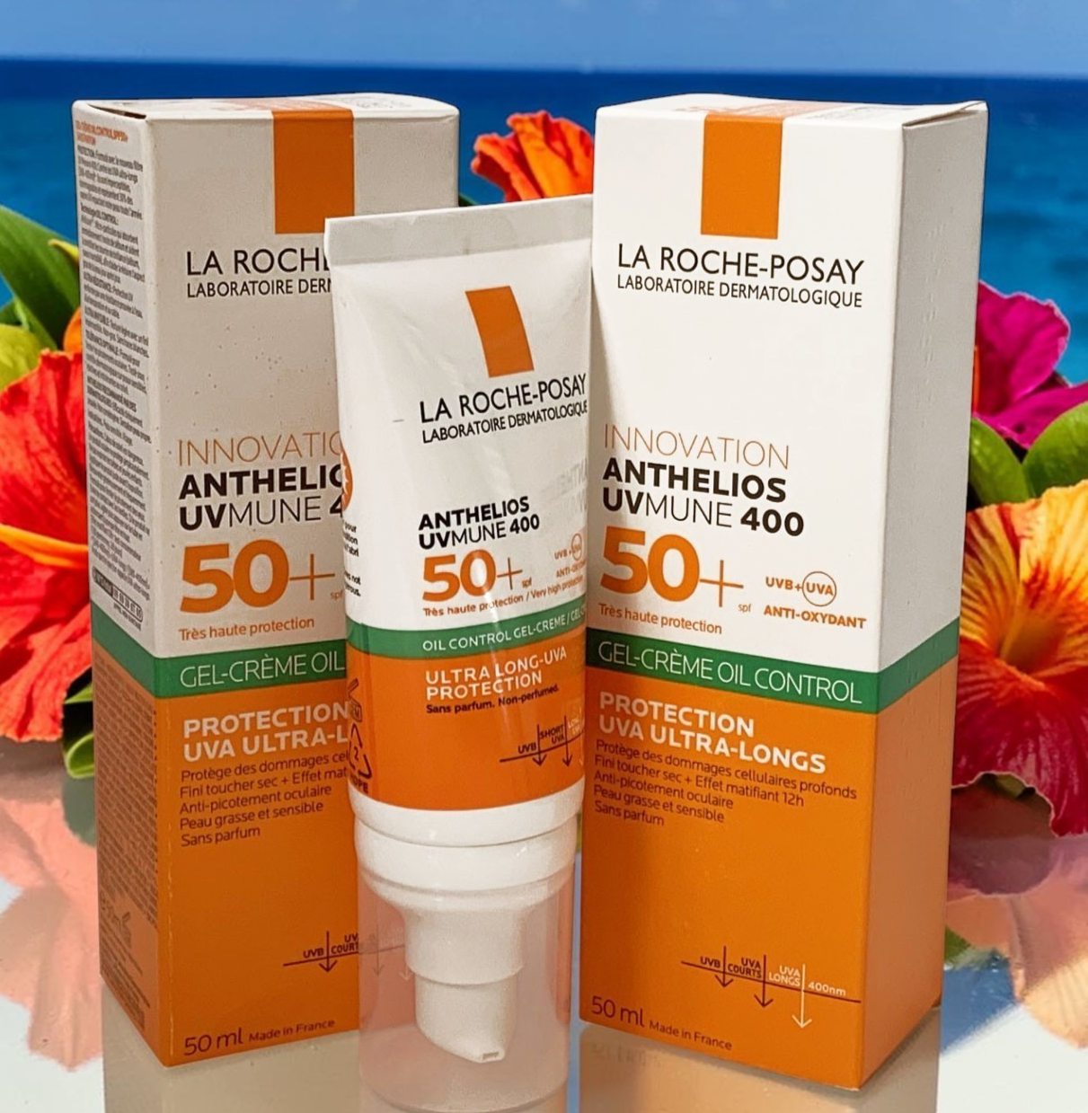 LA ROCHE-POSAY ANTHELIOS UVMUNE 400 50+GEL-CREAME OIL CONTROL SET OF 2 EX. 10/28