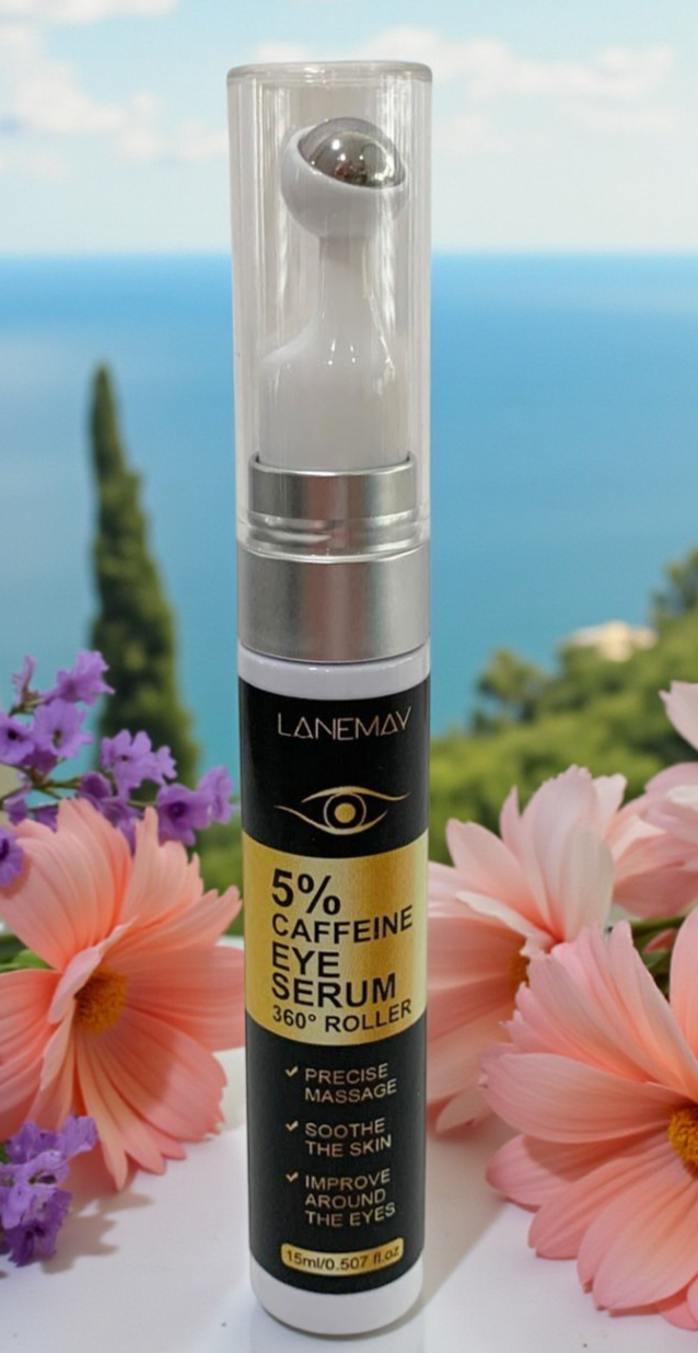 5% Caffeine Eye Serum Anti-Aging Under Eye Roller Cream for Dark Circles Puffin