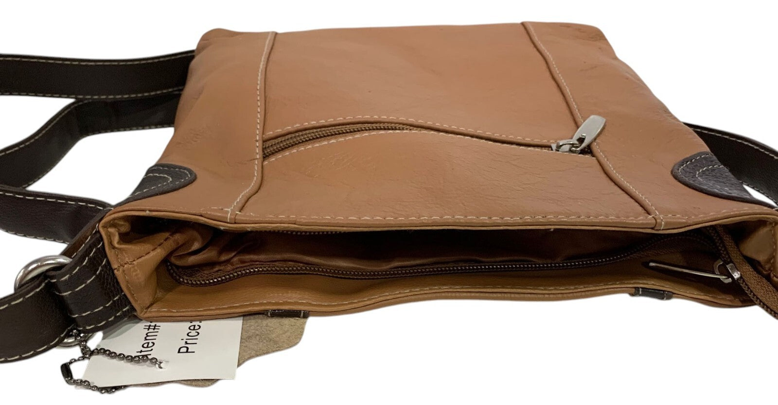 BROWN LT MEDIUM GENUINE LEATHER CROSS BODY SHOULDER MESSENGER BAG SATCHEL