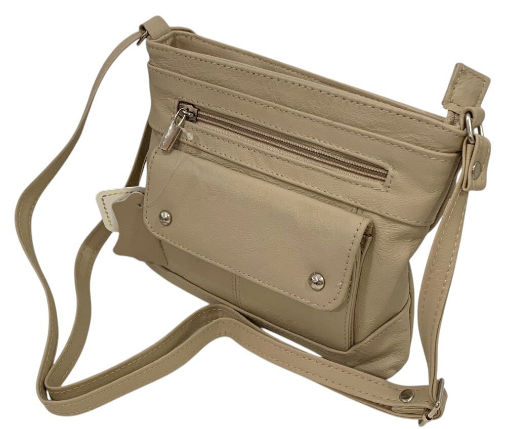 Ivory Cowhide Leather Small Handbag Crossbody Shoulder Bag  Purse for Women