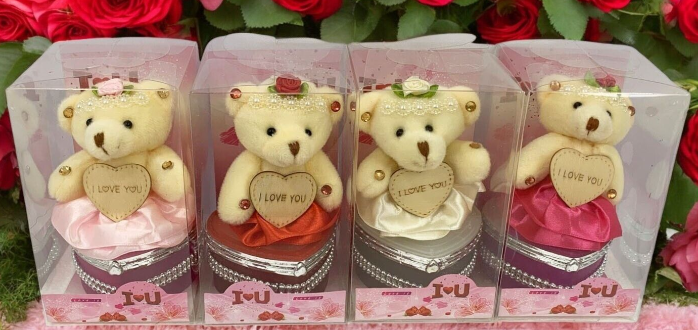 I Love You Bear With Heart Shaped Jewelry Gift Boxes SET OF 4 as On The Pictures