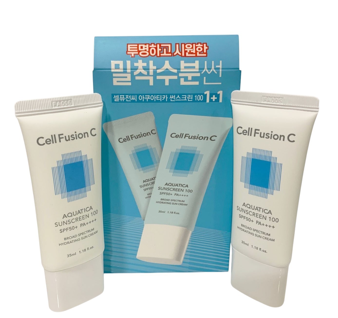 Cell Fusion C Aquatica Sunscreen 100 SPF50+/PA++++ Hydrating Sun Cream Set of 2