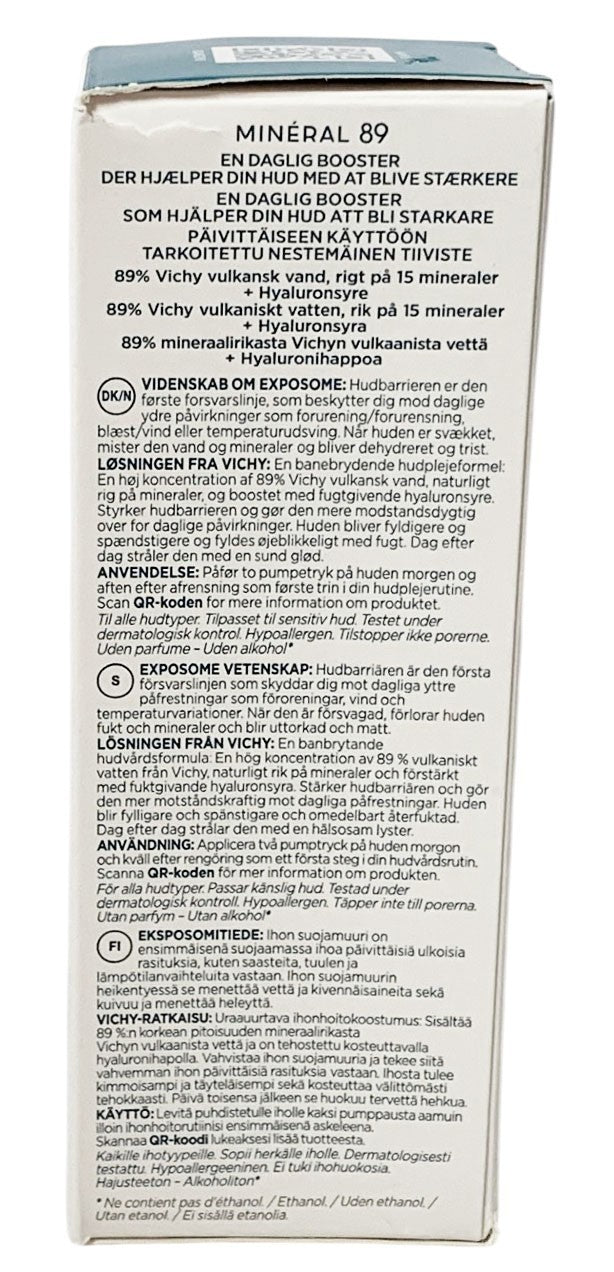 Vichy Mineral 89 Skin Fortifying Daily Booster  1.69oz Hyaluronic Acid EXP 09/28