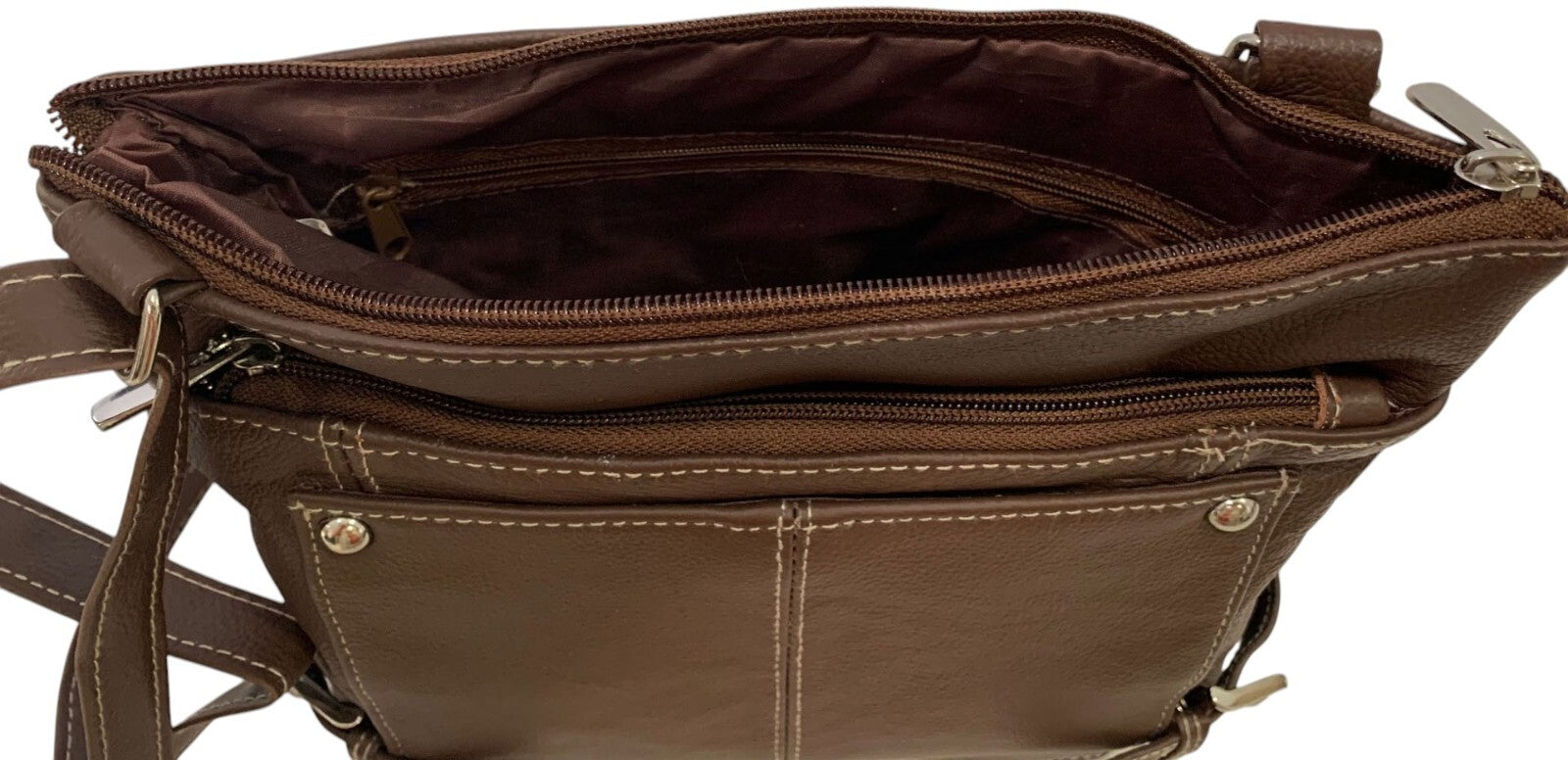 BROWN WOMEN MEDIUM COWHIDE LEATHER CROSS BODY SHOULDER BAG HANDBAG PURSE HOBO