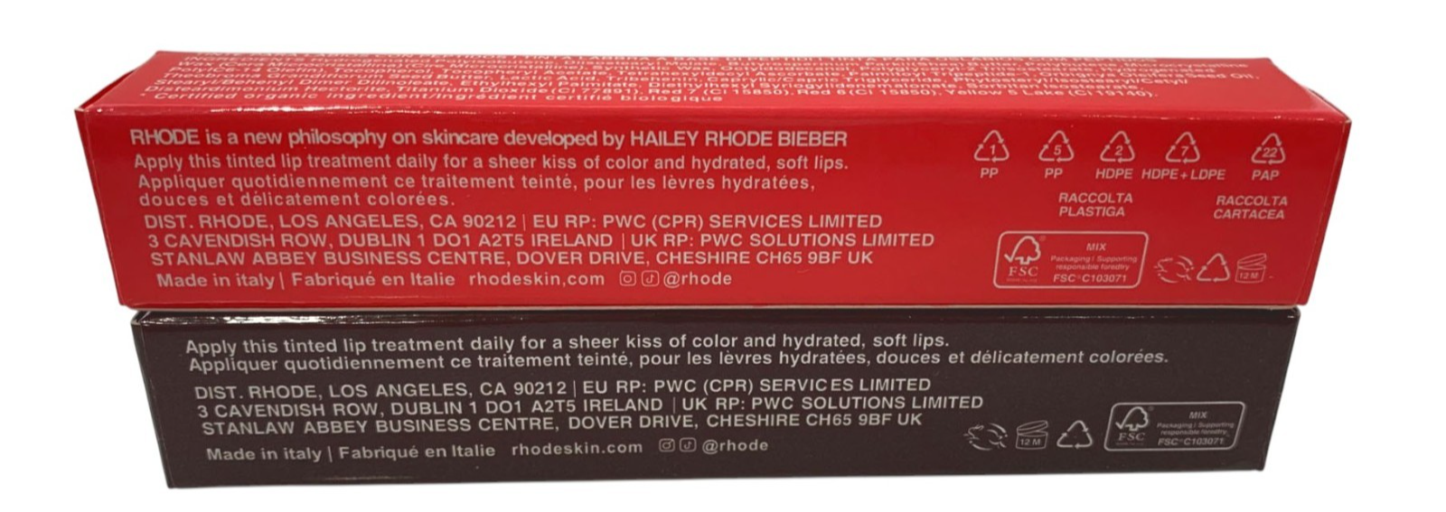 Rhode Peptide Lip Tint 10ml Shea Butter Sheer SET of 2 GUAVA SPRITZ & ESPRESSO