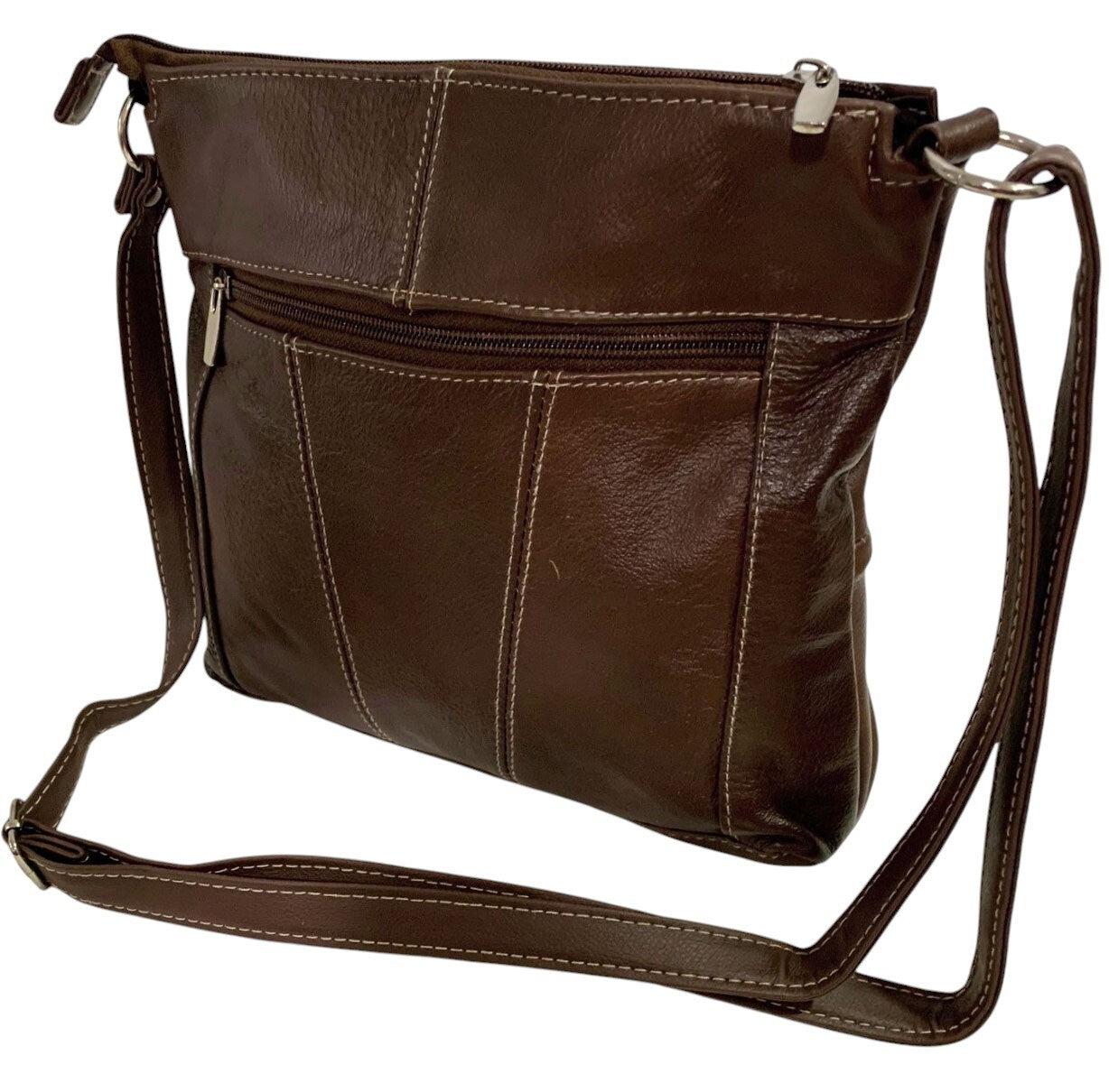 BROWN WOMEN MEDIUM COWHIDE LEATHER CROSS BODY SHOULDER BAG HANDBAG PURSE HOBO