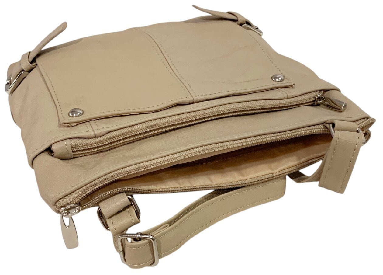 IVORY WOMEN MEDIUM COWHIDE LEATHER CROSS BODY SHOULDER BAG HANDBAG PURSE HOBO