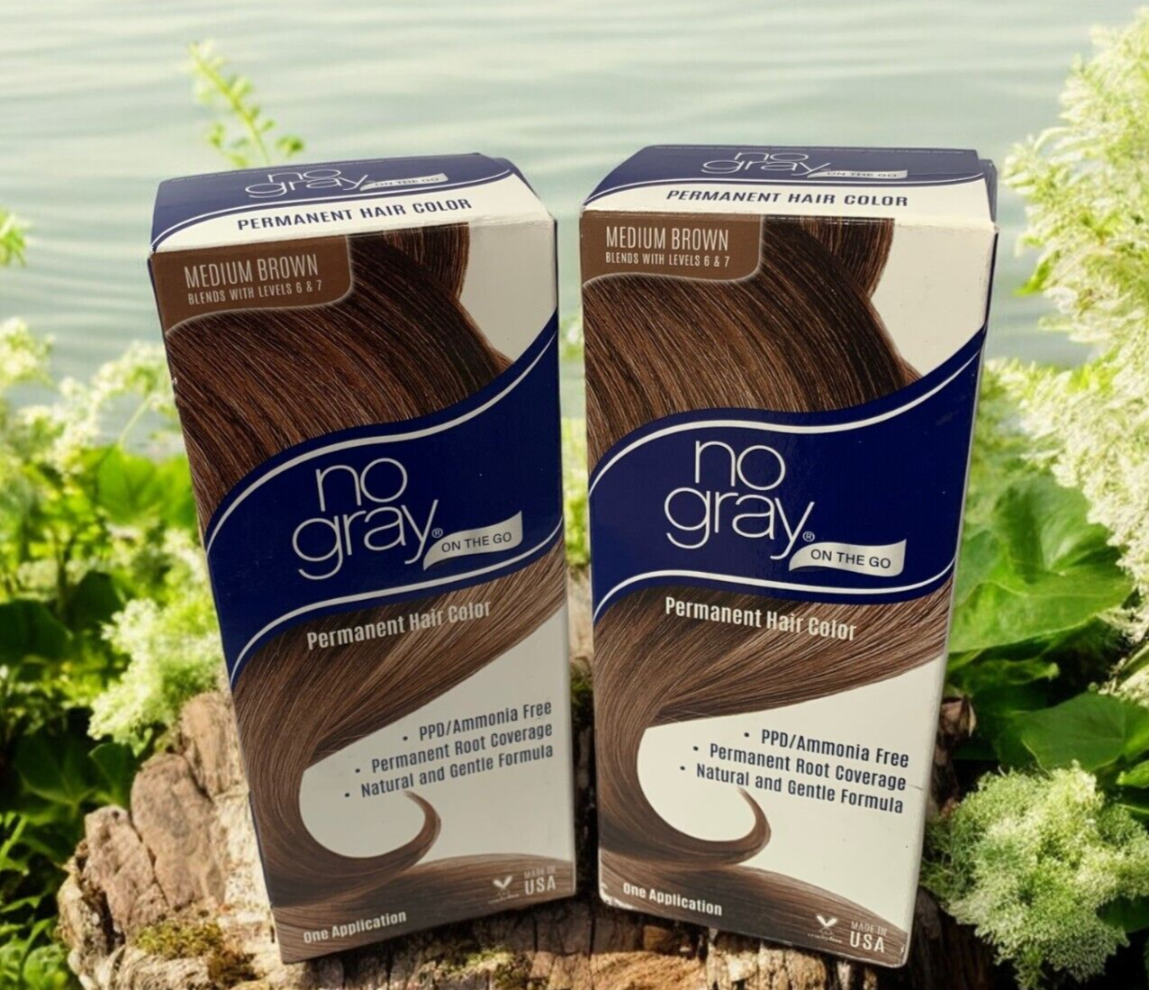2-No Gray Permanent Root Touch up Ammonia Free MEDIUM BROWN Hair Color NIB