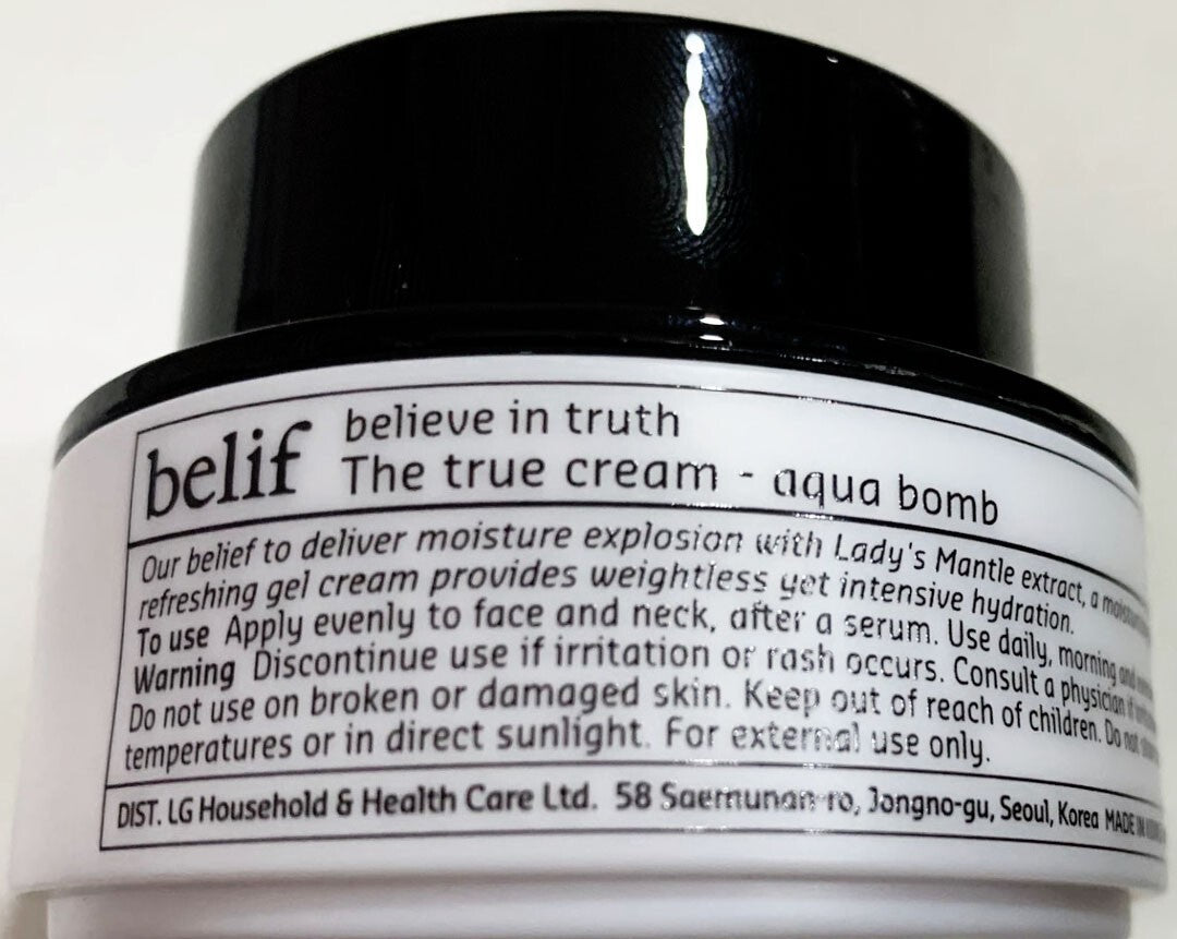 Belif The True Cream Moisturizing Bomb 26 Hours Hydrating  1.01oz EXP: 01/2026