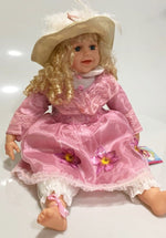 NEW VINYL CLAIR PLAY DOLL BLOND HAIR BLUE EYES  22" PINK/WITE  WINTER OUTFIT