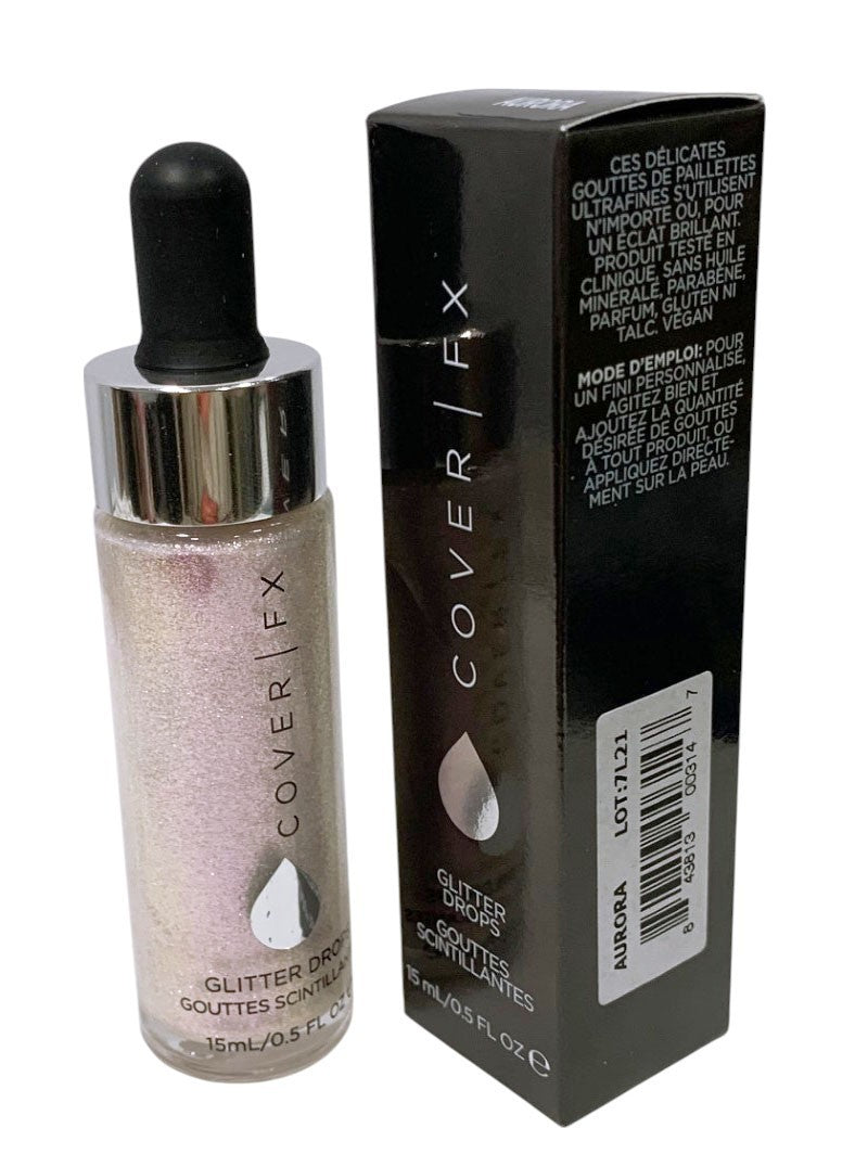 COVER FX ~ GLITTER DROPS ~ AURORA ~ 0.5 oz / 15ml Made in Italy, New in Box