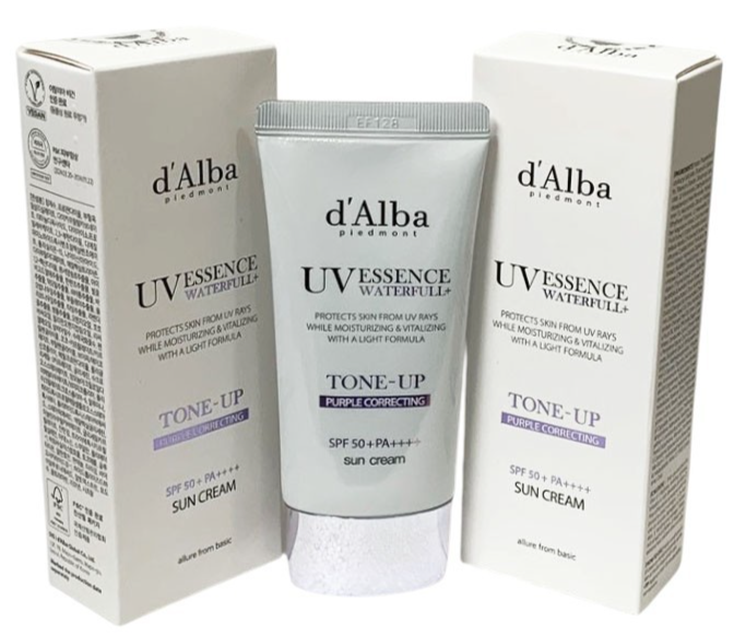 D'ALBA WATERFULL UV ESSENCE TONE-UP VEGAN PURPLE CORRECTING SUNSCREEN SET OF 2