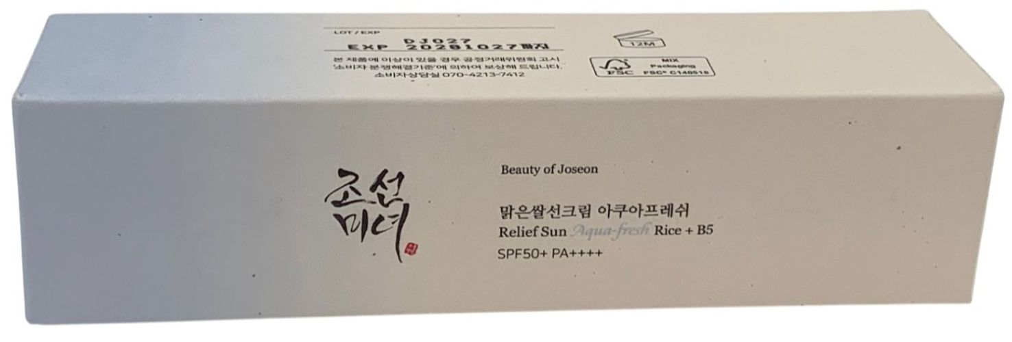 BEAUTY OF JOSEON Relief Sun Aqua Fresh Rice+B5 SPF50+ PA++++ 50ml SET OF 2 FRESH