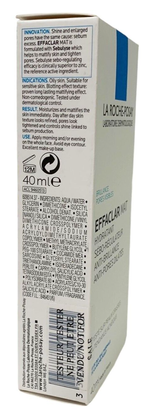 La Roche Posay Effaclar Mat Anti Shine Moisturizer 40ml/ 1.35oz EXP 05/2026