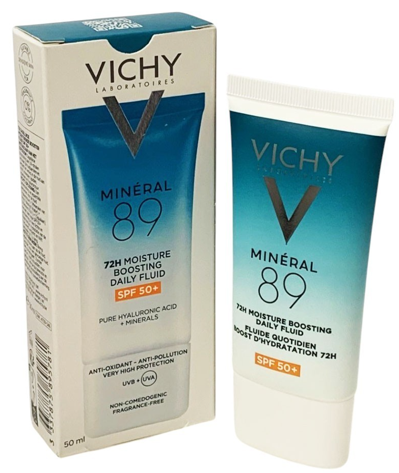 Vichy Mineral 89 72H Moisture Boosting Daily Fluid SPF50+UVB +UVA 50ml Exp 12/28