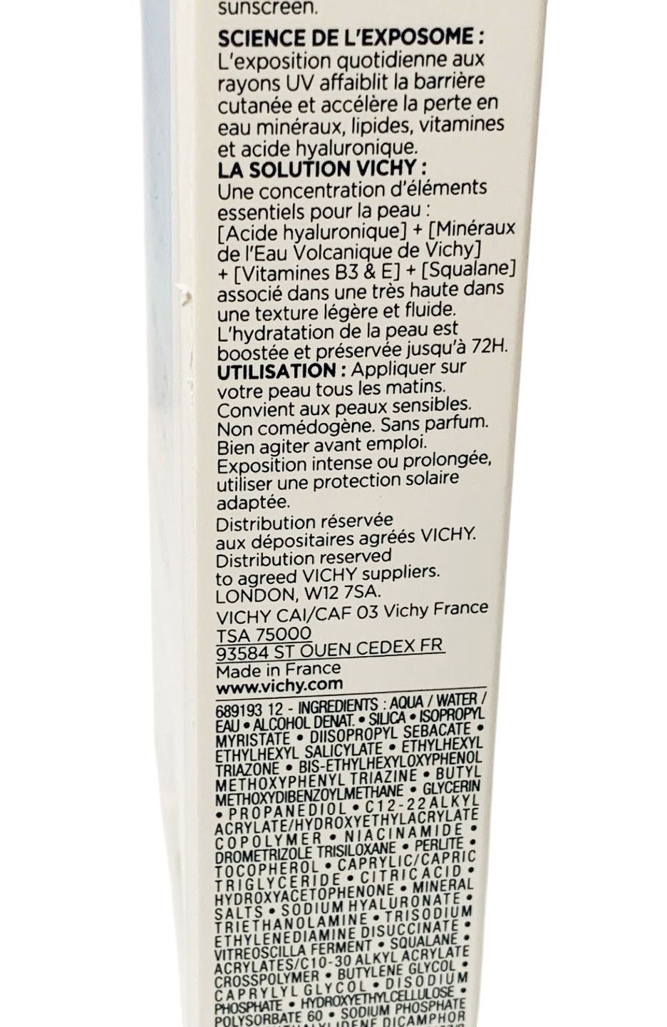 Vichy Mineral 89 72H Moisture Boosting Daily Fluid SPF50+UVB +UVA 50ml Exp 12/28