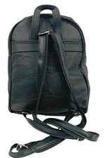 BLACK COWHIDE LEATHER UNISEX  BACKPACK SHOULDER BAG TRAVEL ORGANIZER