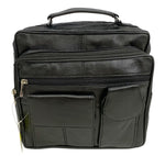 Black Leather Messenger Crossbody Shoulder Bag Organizer Handbag Satchel for Men
