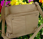 IVORY WOMEN MEDIUM COWHIDE LEATHER CROSS BODY SHOULDER BAG HANDBAG PURSE HOBO