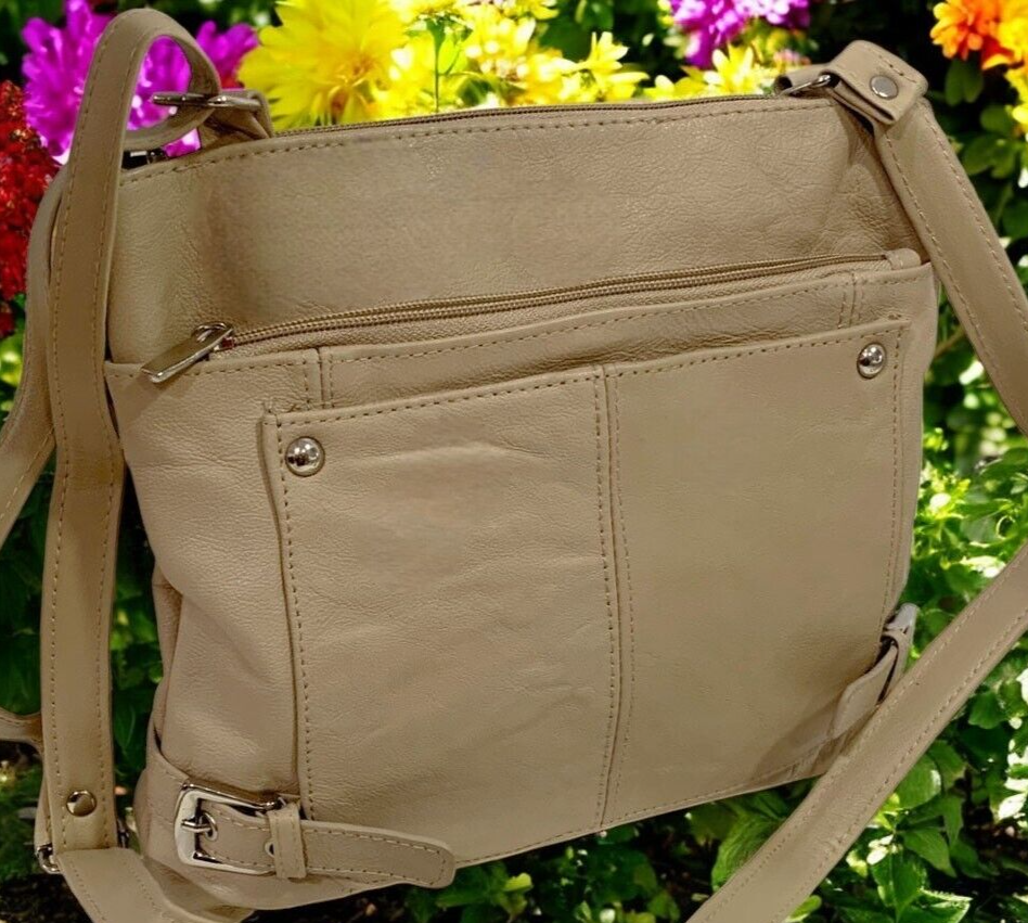 IVORY WOMEN MEDIUM COWHIDE LEATHER CROSS BODY SHOULDER BAG HANDBAG PURSE HOBO
