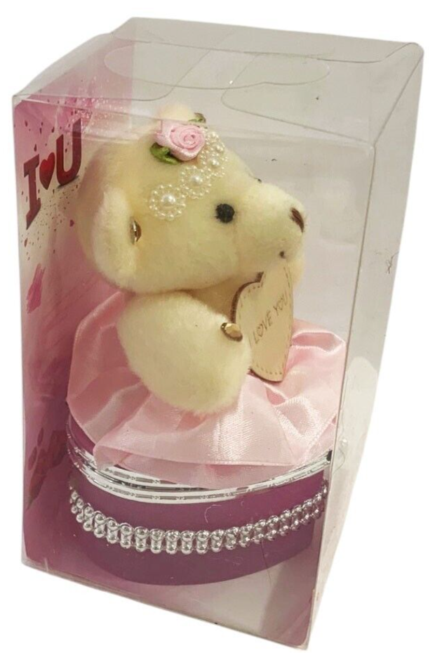I Love You Bear With Heart Shaped Jewelry Gift Box Pink