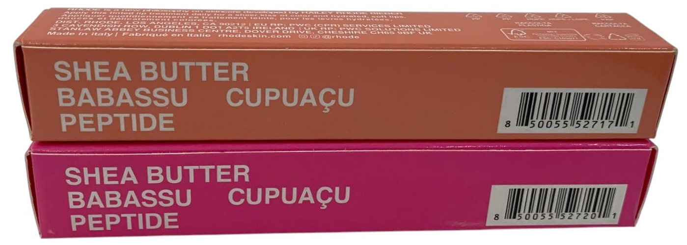 Rhode Peptide Lip Tint 10ml Shea Butter Sheer SET of 2 PEACH PIT & SHORTCAKE