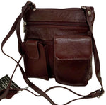 BURGUNDY Cowhide Leather Crossbody Shoulder Bag  Organizer Handbag for Women