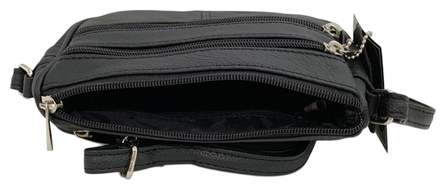 Black Soft Cowhide Leather Small Handbag Crossbody Shoulder Bag  Purse for Women