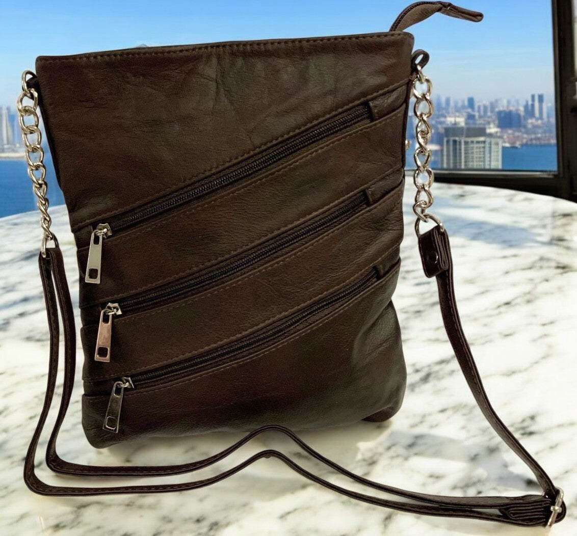 BROWN LARGE SOFT LEATHER MESSENGER SHOULDER BAG CROSS BODY SATCHEL FOR MEN/WOMEN