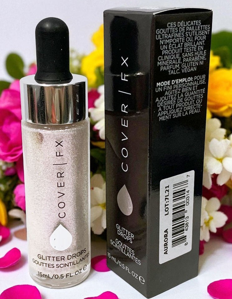 COVER FX ~ GLITTER DROPS ~ AURORA ~ 0.5 oz / 15ml Made in Italy, New in Box