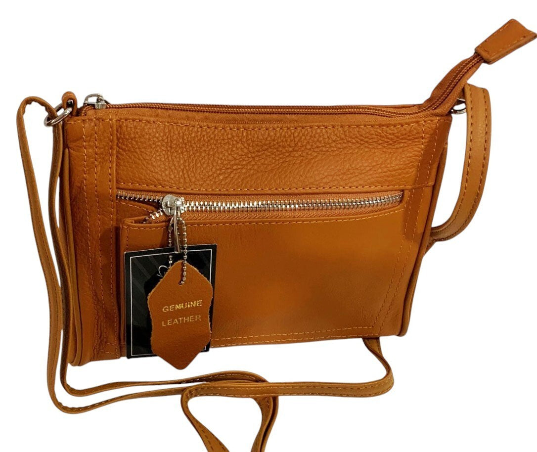 New Orange Cowhide Leather Small Handbag Crossbody Shoulder Bag  Purse for Women