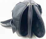 BLACK COWHIDE LEATHER UNISEX  BACKPACK SHOULDER BAG TRAVEL ORGANIZER