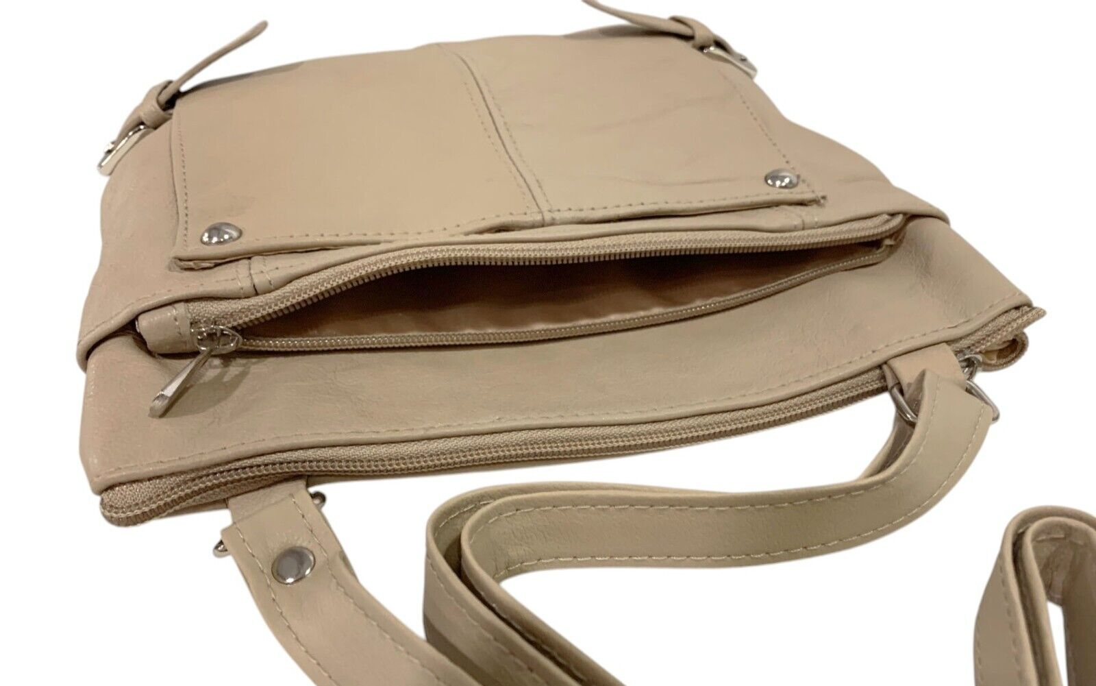 IVORY WOMEN MEDIUM COWHIDE LEATHER CROSS BODY SHOULDER BAG HANDBAG PURSE HOBO
