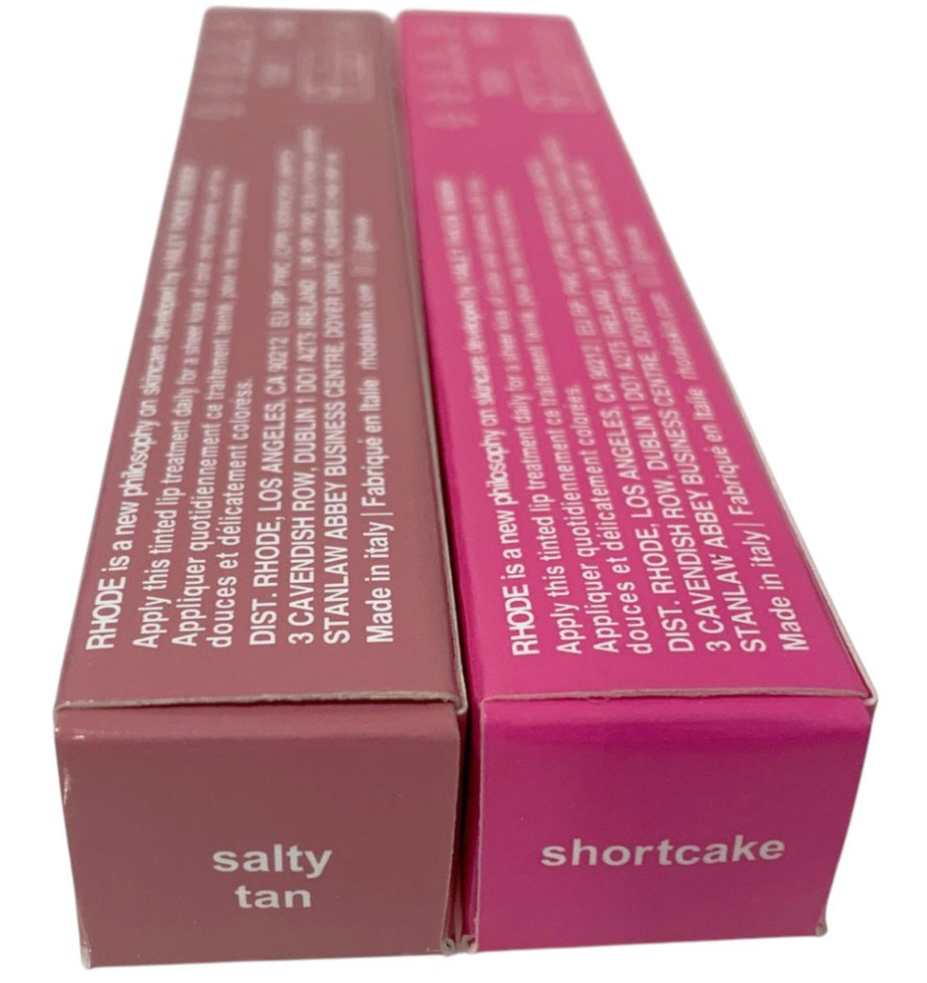 Rhode Peptide Lip Tint 10ml Shea Butter Sheer SET of 2: SALTY TAN & SHORTCAKE