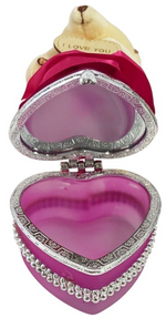 I Love You Bear With Heart Shaped Jewelry Gift Boxes SET OF 2 Red and Fuchsia