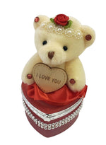 I Love You Bear With Heart Shaped Jewelry Gift Boxes SET OF 2 Red and Fuchsia