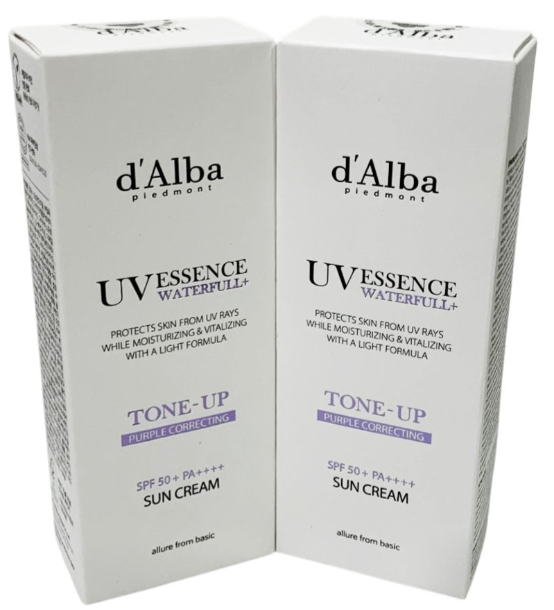 D'ALBA WATERFULL UV ESSENCE TONE-UP VEGAN PURPLE CORRECTING SUNSCREEN SET OF 2