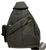 BLACK COWHIDE LEATHER UNISEX  BACKPACK SHOULDER BAG TRAVEL ORGANIZER