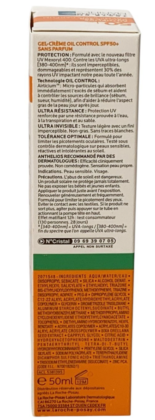 LA ROCHE-POSAY ANTHELIOS UVMUNE 400 50+GEL-CREAME OIL CONTROL SET OF 2 EX. 10/28