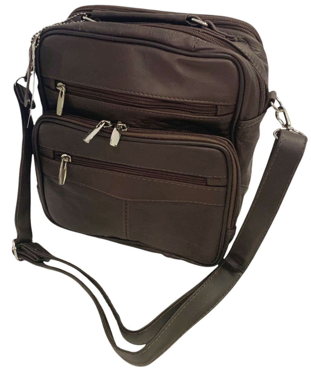 Brown Large Cowhide Leather Messenger Crossbody Shoulder Bag Satchel for Men