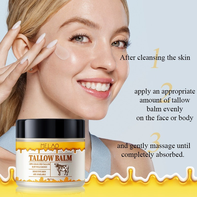 MELAO TALLOW BALM GRASS FED&ROW WILD HONEY NATURAL SKIN MOISTURIZER &REPAIR 2oz
