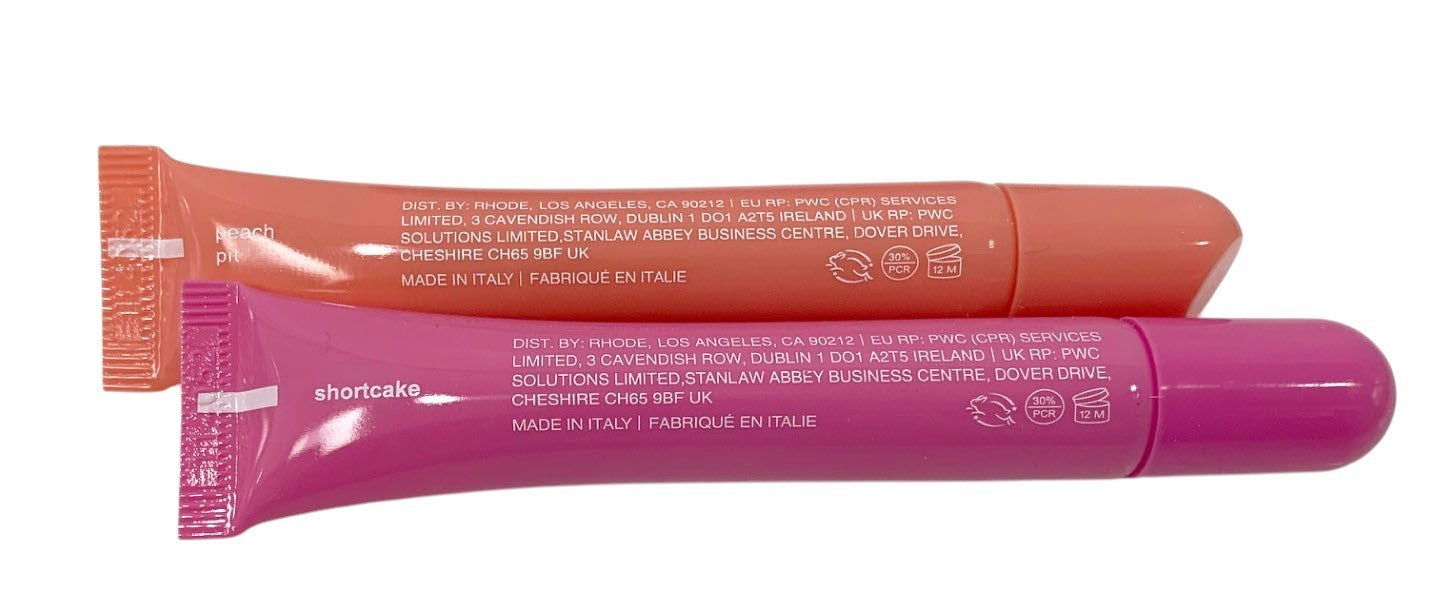 Rhode Peptide Lip Tint 10ml Shea Butter Sheer SET of 2 PEACH PIT & SHORTCAKE