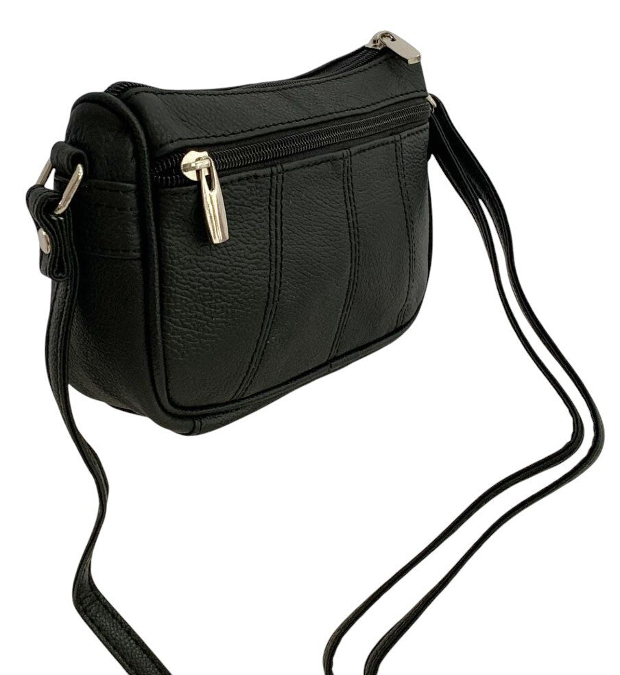 Black Soft Cowhide Leather Small Handbag Crossbody Shoulder Bag  Purse for Women