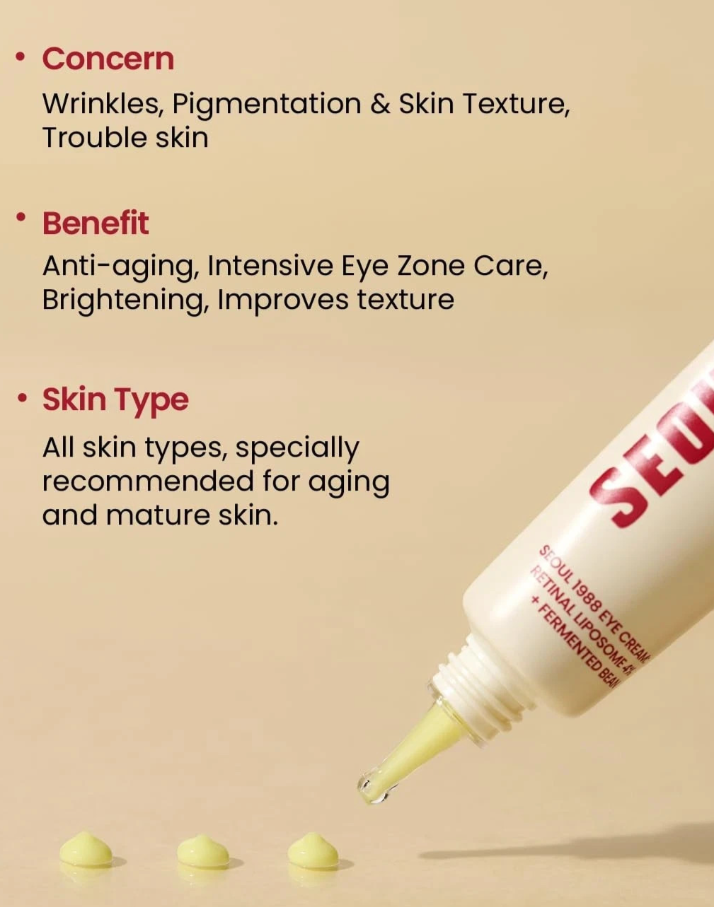 K-SECRET SEOUL 1988 Eye Cream Retinal Liposome 4%+Fermented Bean 30ml EXP 2028