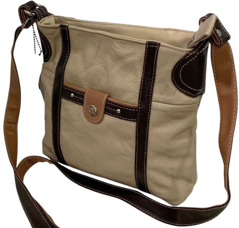 IVORY WOMENS MEDIUM COWHIDE LEATHER CROSS BODY SHOULDER MESSENGER BAG HANDBAG