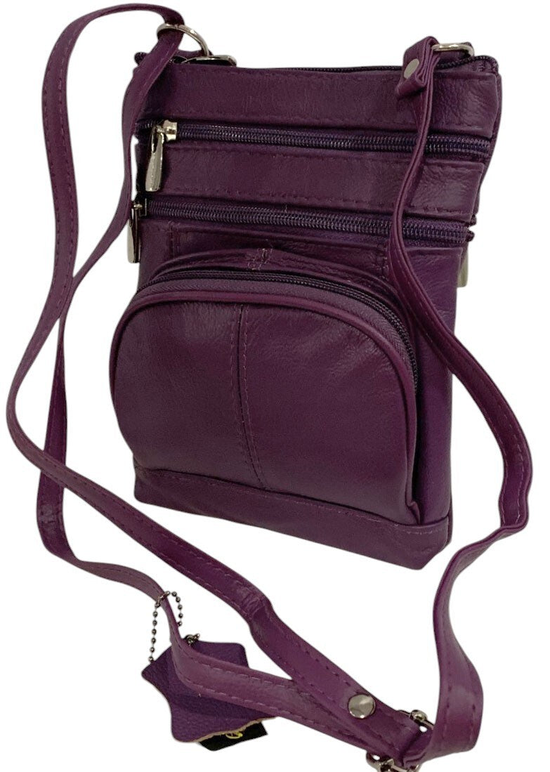 New PURPLE Small Leathers Crossbody Messenger Purse Bag  Adjustable Strap