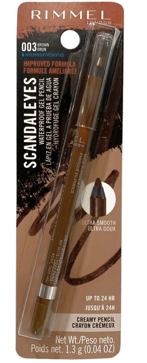 Rimmel 24Hr Waterproof Gel Pencil Ultra Smooth Creamy 003 Brown 0.04oz Sealed