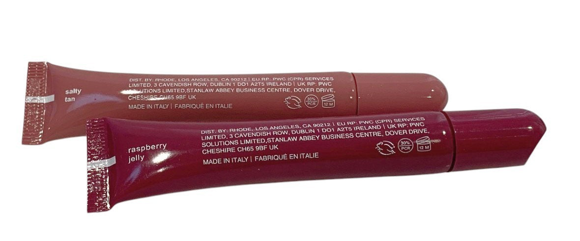 Rhode Peptide Lip Tint 10ml Shea Butter Sheer SET of 2 SALTY TAN & RASPBERRY JEL