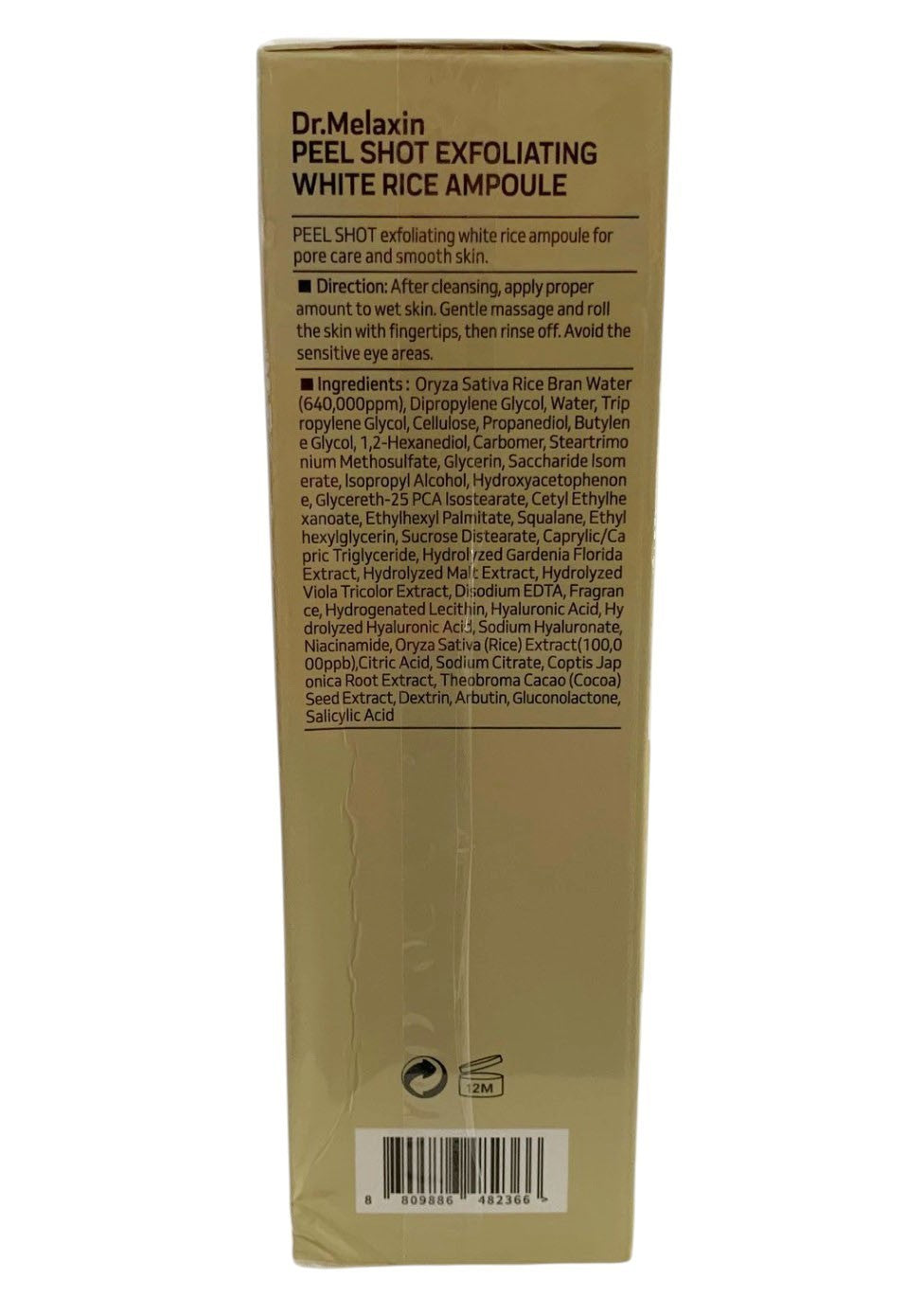 Dr. Melaxin Peel Shot Exfoliant Rice Ampoule 2.7oz/80 ml FRESH EXP. DATE: 8/2028