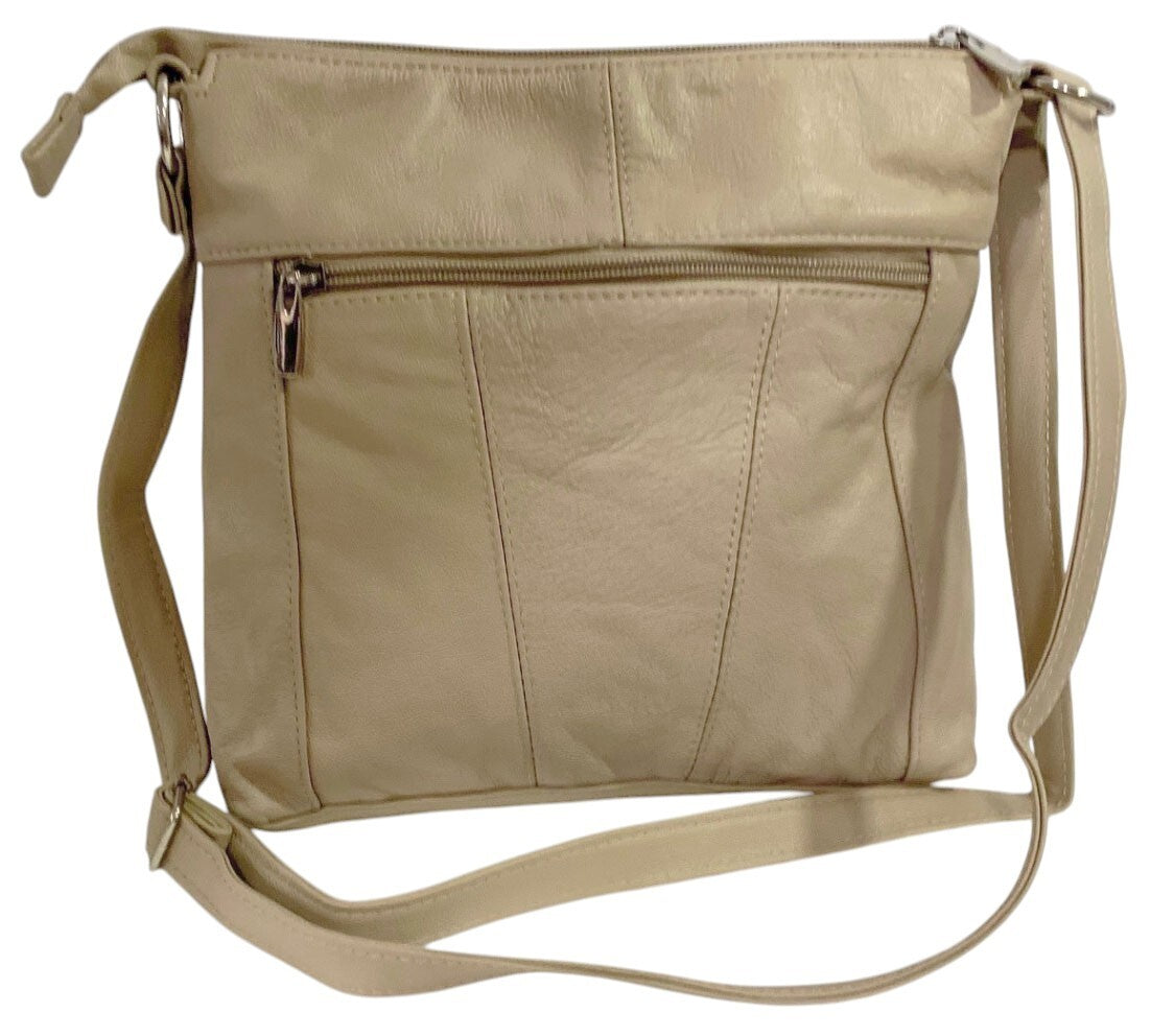 IVORY WOMEN MEDIUM COWHIDE LEATHER CROSS BODY SHOULDER BAG HANDBAG PURSE HOBO